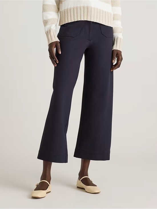 Quince Pants - Quince Ponte Wide Leg Cropped Pants Navy Blue Size 16 EUC